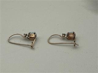 10K Opal Tear Drop Dangle Earrings Yellow Gold 0.56g Length 16.3mm Width 4.22mm